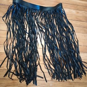 Leather fringe skirt